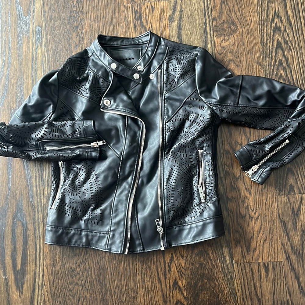Blank NYC, black leather motorcycle girls jacket